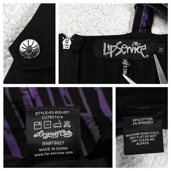 Lip Service Ghoul School Fright Night Out Striped Purple Black Mini Dress Goth - Picture 11 of 16